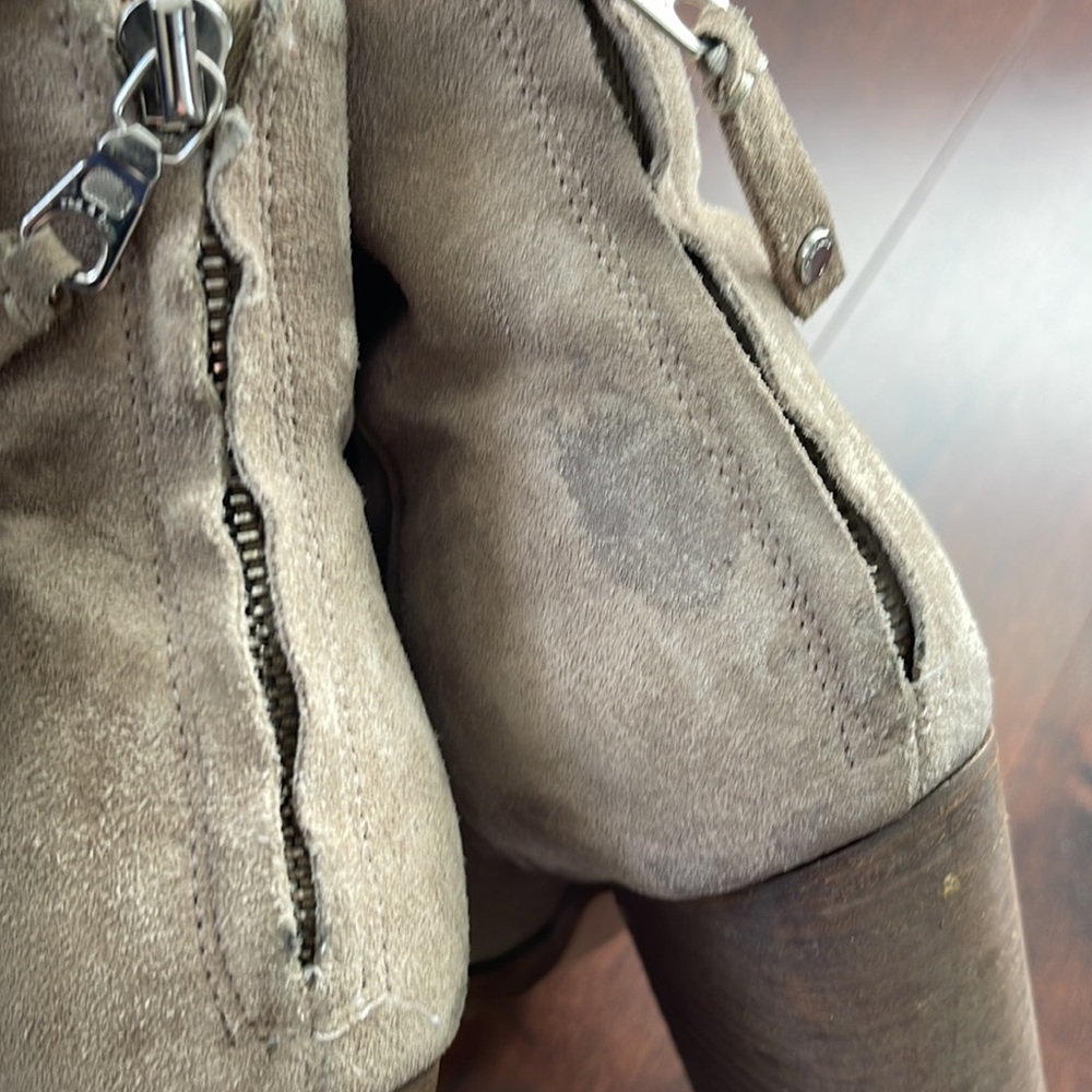 🌸 Rag & Bone Ashby Ankle Booties in Stone Suede Stacked Heels Zipper - Picture 9 of 10